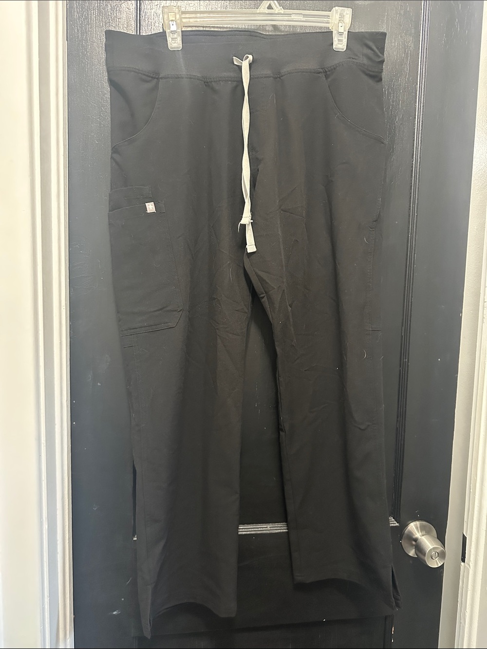 Figs Black Women's Drawstring Scrub Pants with Utility Pocket